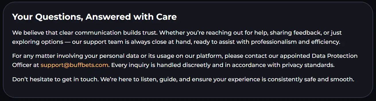 BuffBets Casino Customer Support
